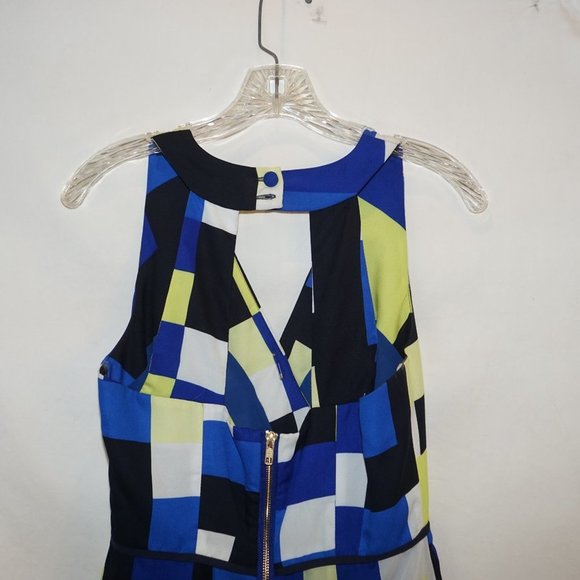 Milly Geometric Contemporary Colorblock Wrap Mini Sheer Dress NWT 4 - Picture 4 of 11